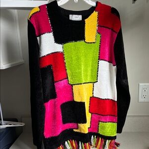 Lisa International Colorful Geometric Sweater